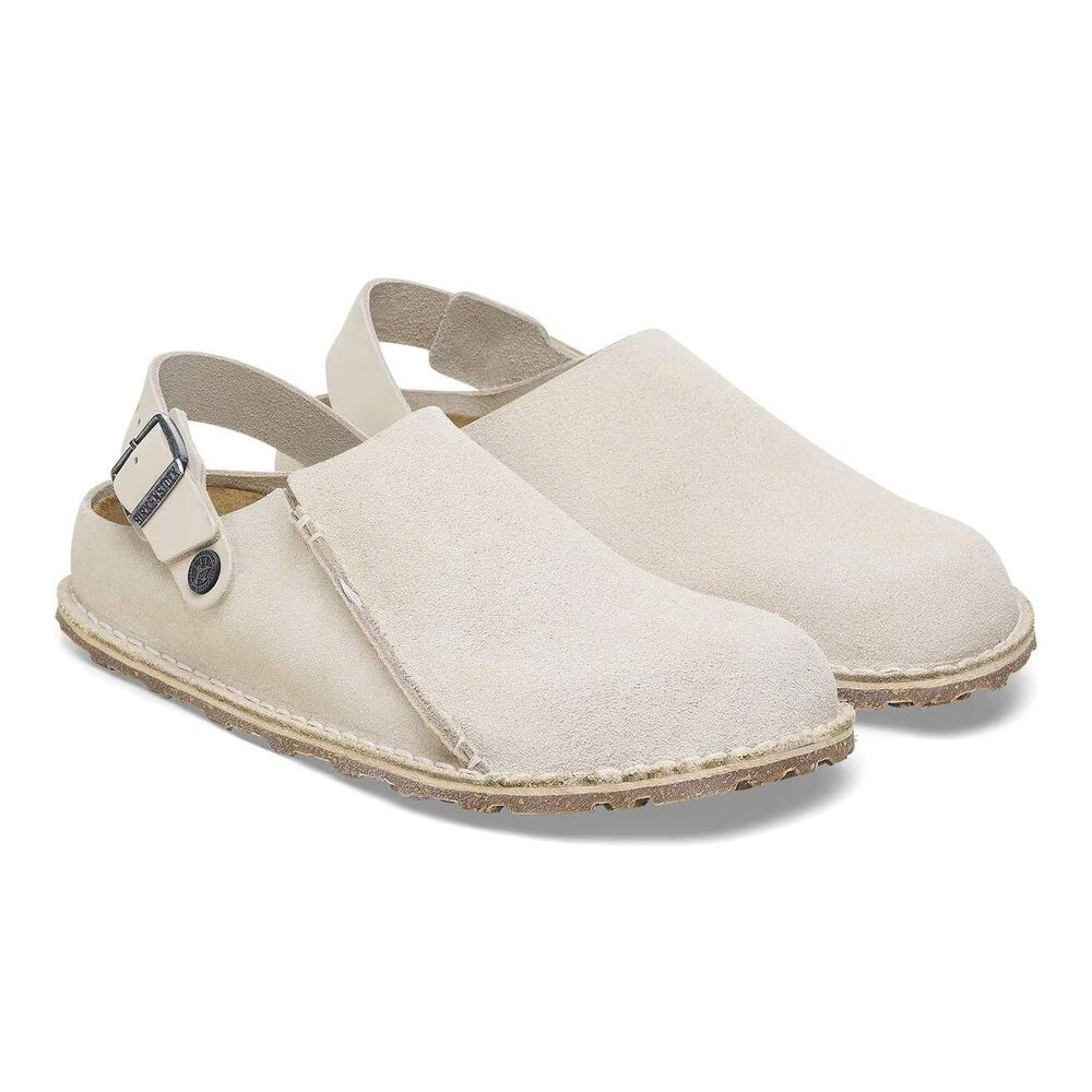 BIRKENSTOCK WOMEN LUTRY PREMIUM SUEDE CLOGS SANDALS EU 41 NARROW EGGSHELL